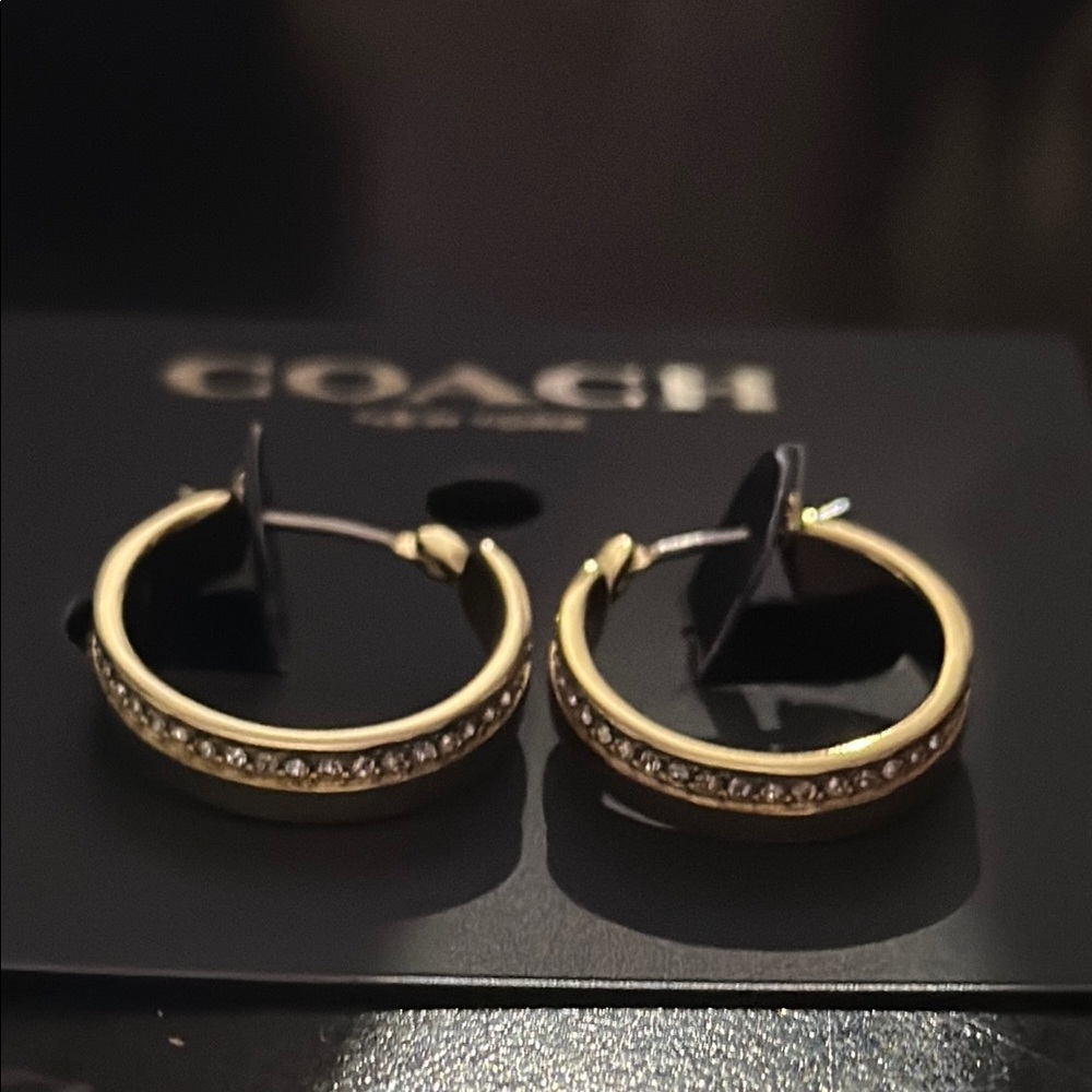 COACH Gold-Tone Crystal Embellished Earrings